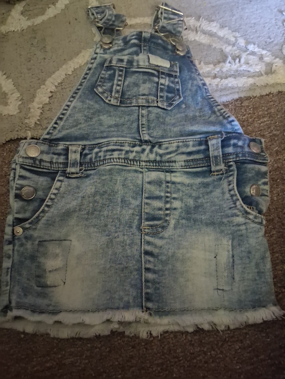 True Religion Light Blue Washed Denim Overall Dress for Girls